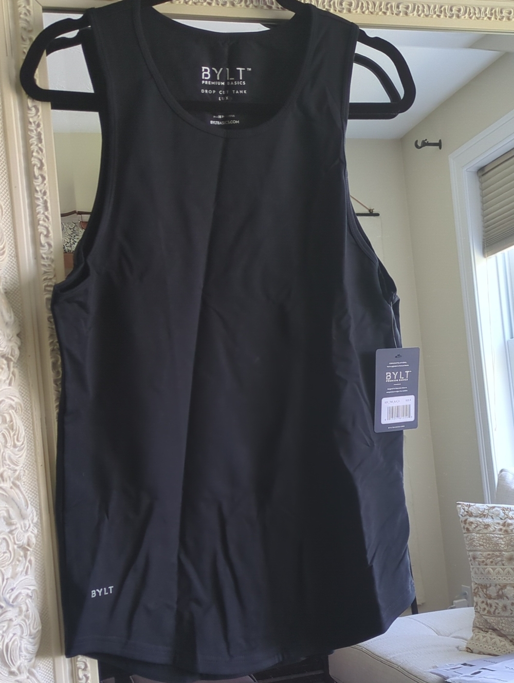 BYLT Basics Black Drop Arm Tank Top for Men